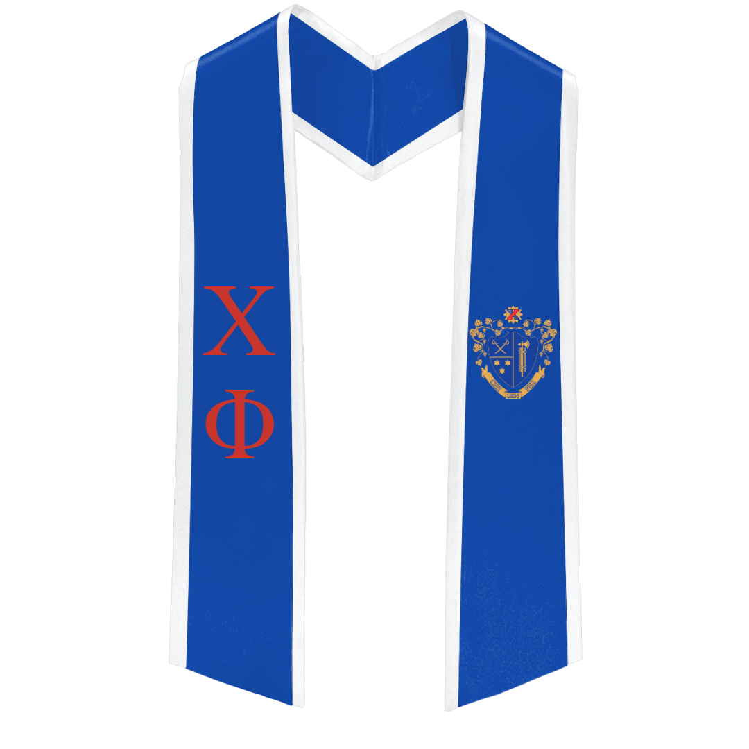 Chi Phi Graduation Deluxe Stole with Greek Letters & Crest