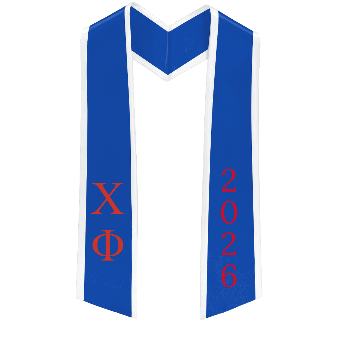 Chi Phi Greek Deluxe Lettered Graduation Stole with Year