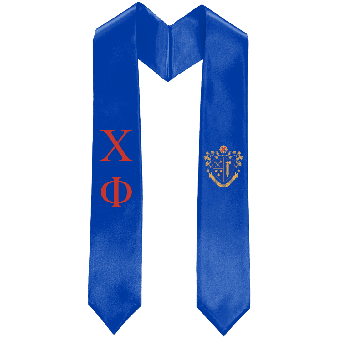 Chi Phi Graduation Stole with Greek Letters & Crest