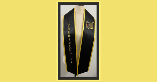 Does Customization Add a Professional Touch to Graduation Stoles? - A Black and Gold Custom Graduation Stole on Display
