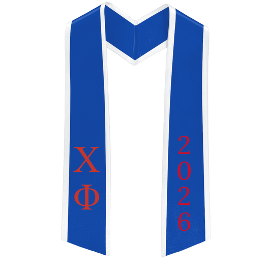 Chi Phi Greek Deluxe Lettered Graduation Stole with Year