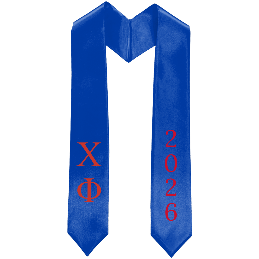 Chi Phi Greek Standard Lettered Graduation Stole with Year