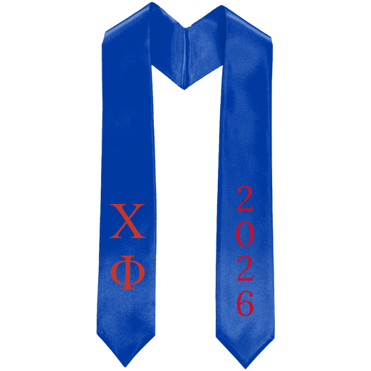 Chi Phi Greek Standard Lettered Graduation Stole with Year